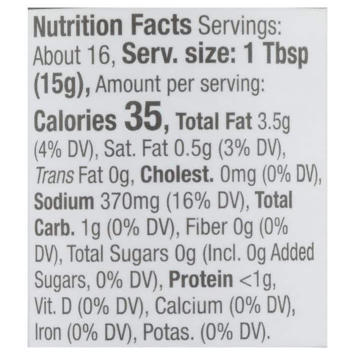 Primal Kitchen - Buffalo Sauce - nutrition facts