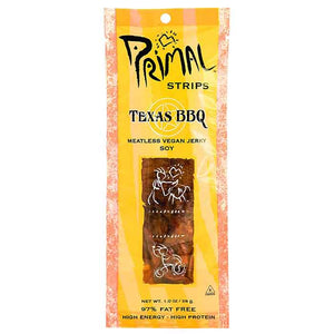 Primal Strips - Vegan Meatless Jerky Strips - Texas BBQ, 1oz