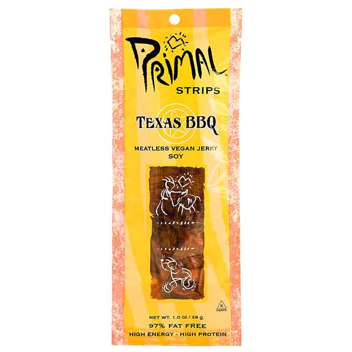 Primal Strips - Vegan Meatless Jerky Strips - Texas BBQ, 1oz