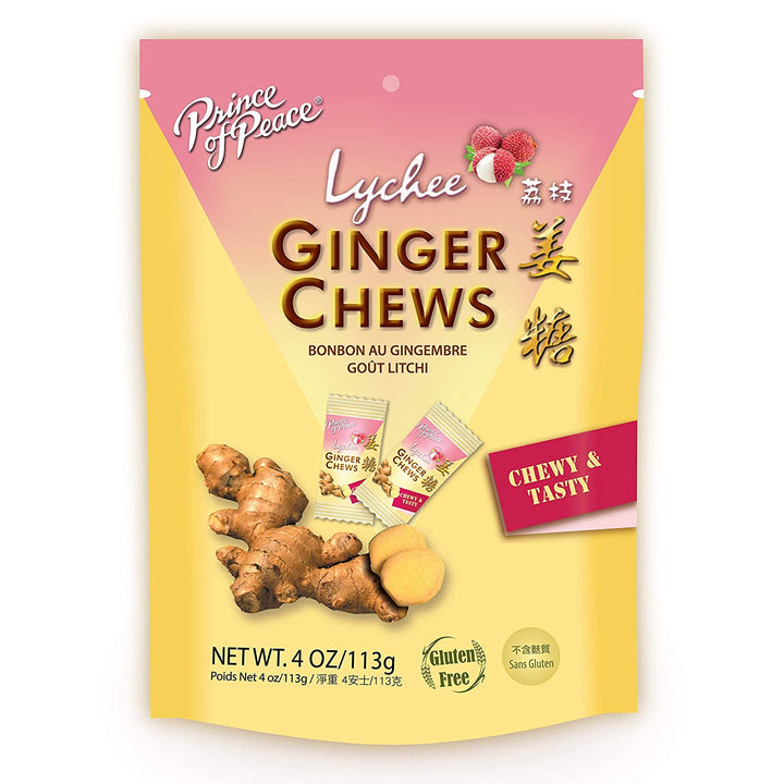 Prince Of Peace Ginger Candy Chews with Lychee, 4 oz | Pack of 12 - PlantX US