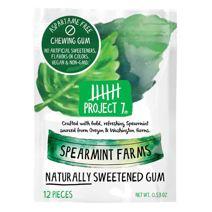 Project 7 - Naturally Sweetened Chewing Gums  Spearmint Farms , 12pcs