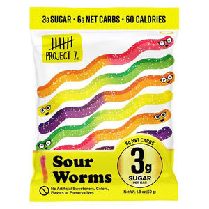 Project 7 - Sour Gummy Worms - Low Sugar, 1.8oz