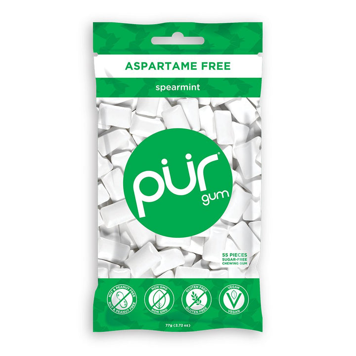 Pur Chewing Gum Sugar-Free Aspartame Spearmint 2.72oz | Pack of 12 - PlantX US