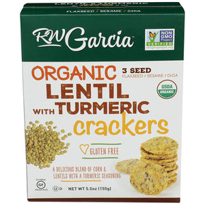 RW GARCIA Lentil Turmeric Crackers, 5.5 OZ | Pack of 6