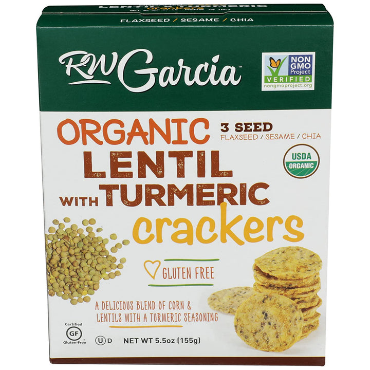 RW GARCIA Lentil Turmeric Crackers, 5.5 OZ
 | Pack of 6 - PlantX US