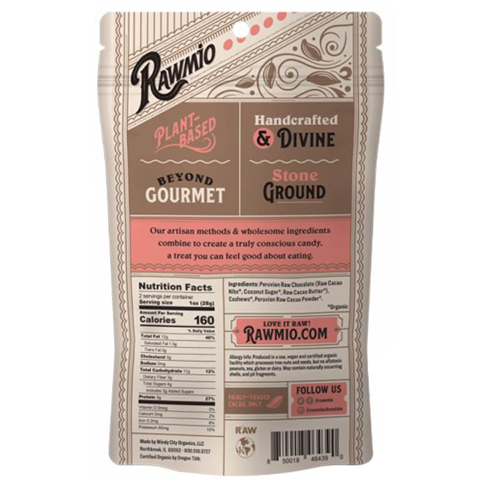 Rawmio - Chocolate Covered Cashews, 2 oz - back