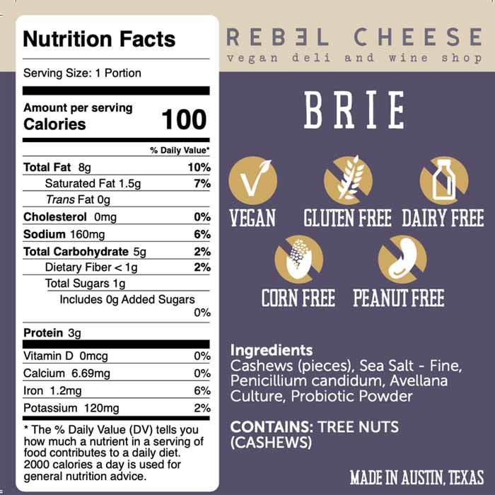 Rebel Cheese - Vegan Brie, 6oz - back