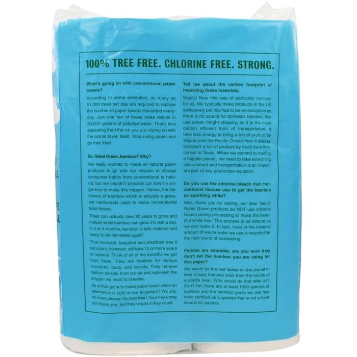 Rebel Green - Tree Free Paper Towels, 2pk - back