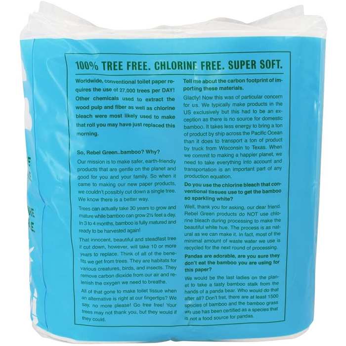 Rebel Green - Tree Free Toilet Tissue, 4pk - back 