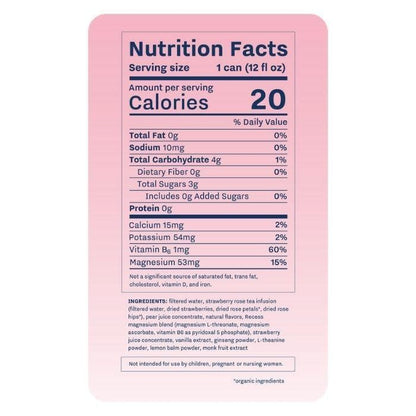 Strawberry Rose Sparkling Water - Back