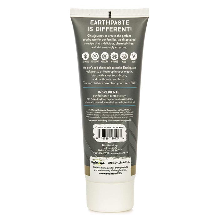 Redmond - Earthpaste Mineral Toothpaste with Silver Peppermint Charcoal, 4oz - back