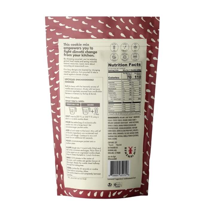 Renewal Mill - Upcycled Cookie Mixes Snickerdoodle, 16.6oz - back