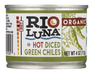 Rio Luna - Organic Hot Diced Green Chiles, 4 oz | Pack of 12