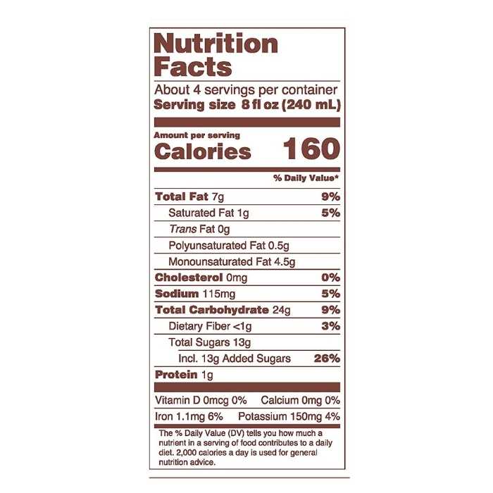 Rise Brewing Co. - Organic Chocolate Oat Milk, 32 fl oz - Nutrition Facts