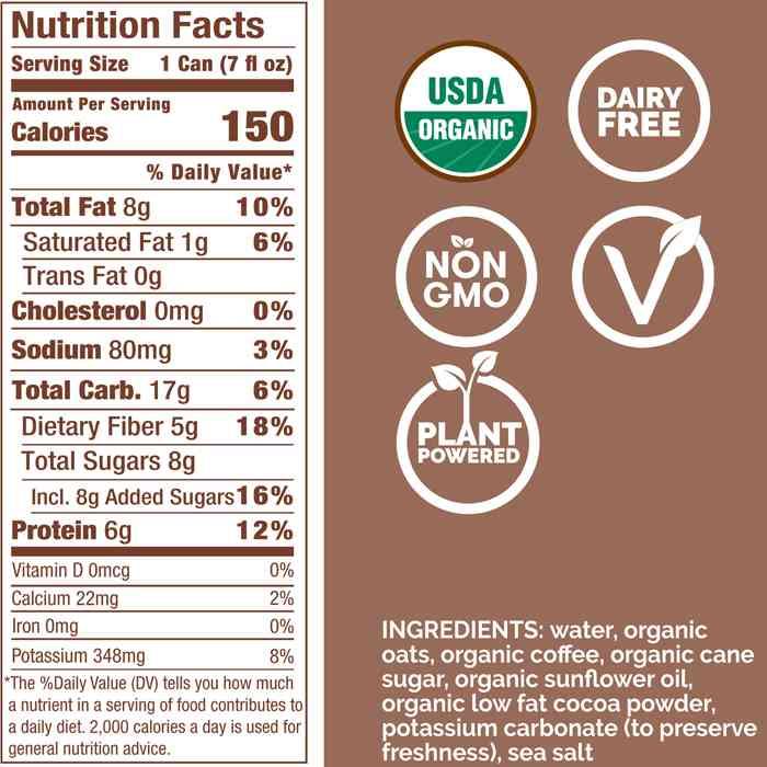 Rise Nitro Cold Brew Coffee - Oat Milk Mocha, 7 oz - Nutrition