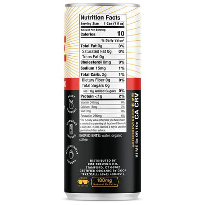 Rise Nitro Cold Brew Coffee - Original Black, 7 oz - back 