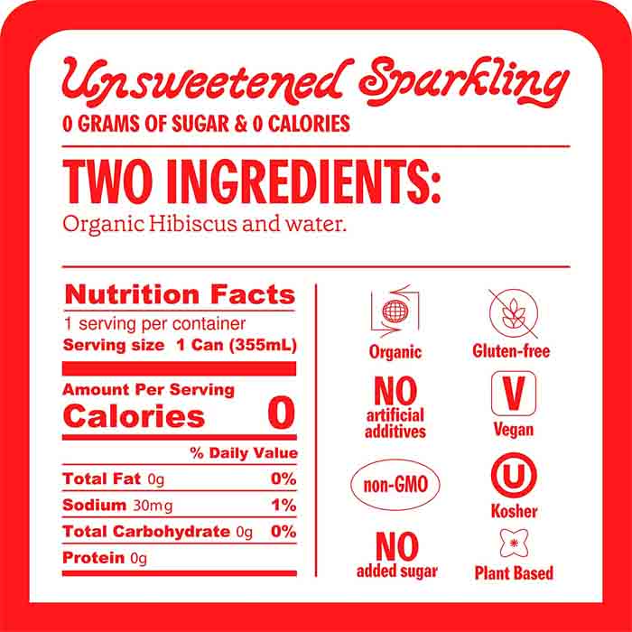 Ruby - Hibiscus Water Unsweetened, 10floz - back