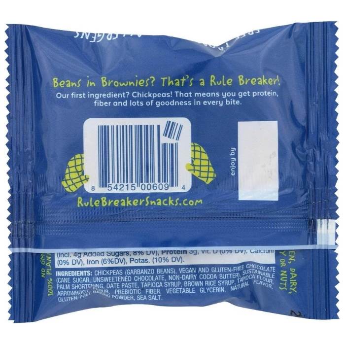 Rule Breaker Snacks - Chocolate Chunk Blondie, 1.9oz - back