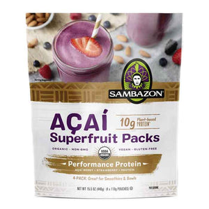 Sambazon - Superfruit Acai Strawberry Protein (4 pack), 15.5oz | Pack of 10