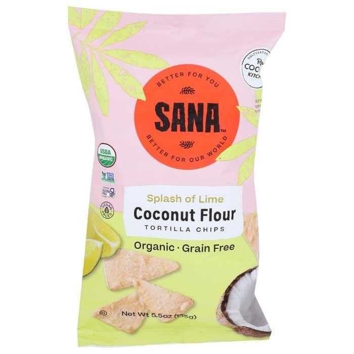 Sana - Coconut Flour Splash of Lime Tortilla Chips, 5.5oz - front