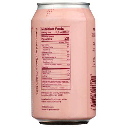 Sanzo - Sparkling Water - Lychee, 12 fl oz - back