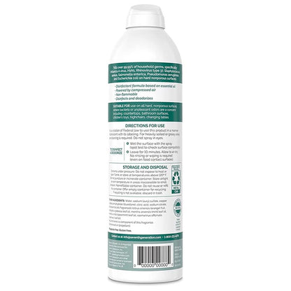 Seventh Generation - Disinfectant Spray - Eucalyptus, Spearment & Thyme, 14 fl oz - back
