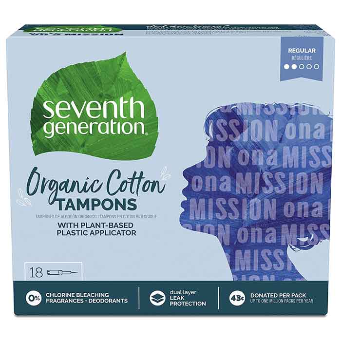 Seventh Generation - Organic Regular Tampons with Applicator, 18 Pack