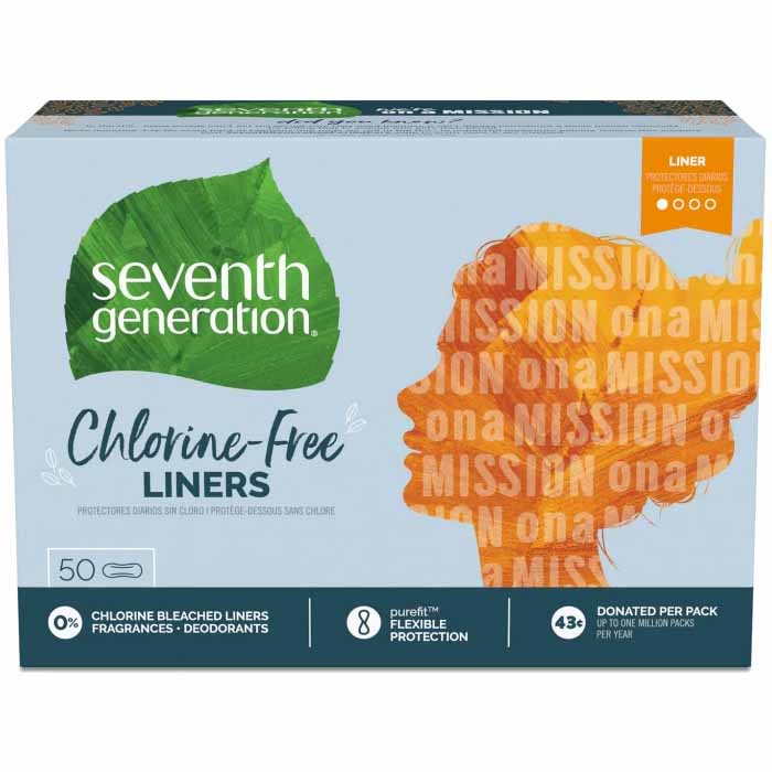 Seventh Generation - Pantiliners Chlorine-Free, Without Wings, 50 Pack