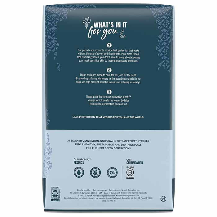 Seventh Generation - Maxi Pads Regular, Without Wings -24 Pack - back