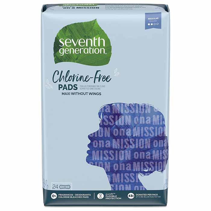 Seventh Generation - Maxi Pads Regular, Without Wings -24 Pack