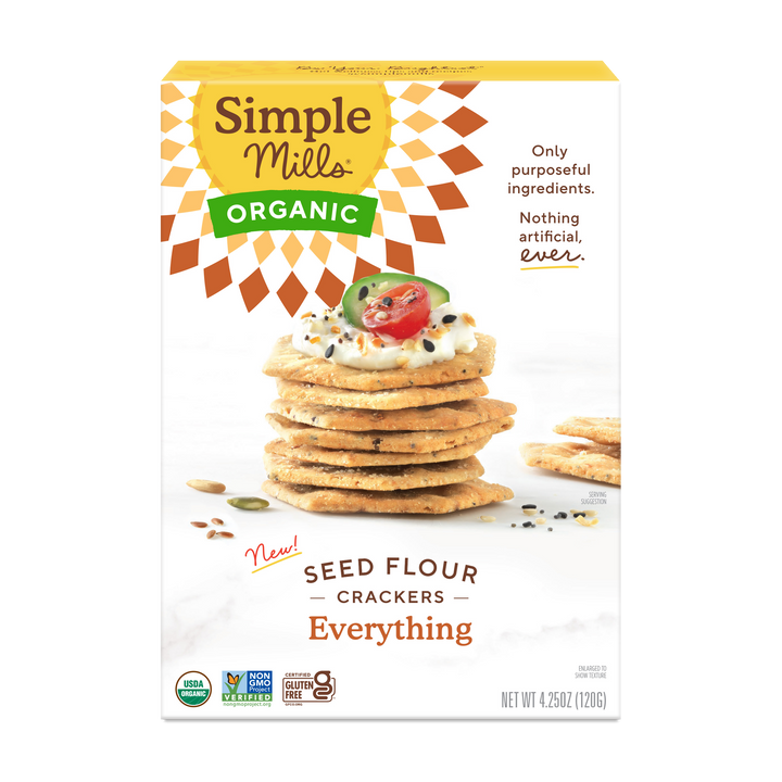 Simple Mills, Organic Seed Flour Crackers, Everything, 4.25 oz 
 | Pack of 6 - PlantX US