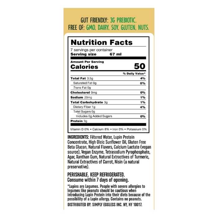 Simply Eggless - Liquid Vegan Egg, 16oz - Nutrition Facts