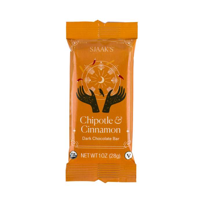 Sjaak's Organic Chocolates - Chipotle & Cinnamon Dark Chocolate Bar, 1oz