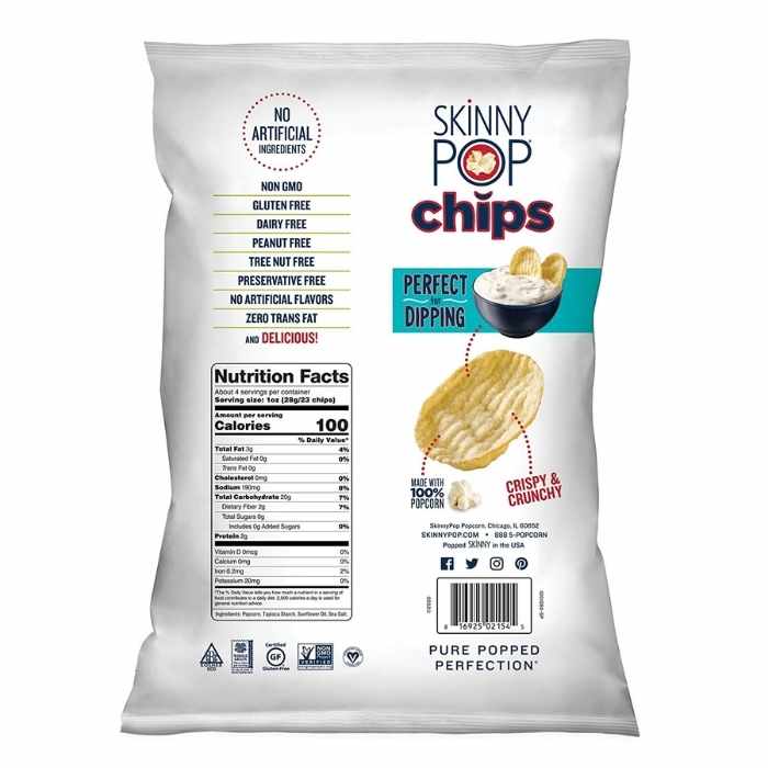 Skinny Pop - Sea Salt Chips - Nutrition Facts