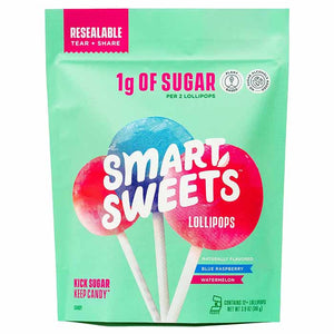 SmartSweets - Watermelon & Blue Raspberry Lollipops, 12-Pack