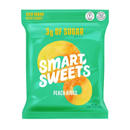 SmartSweets, Peach Rings, Peach, 1.8 oz
 | Pack of 12 - PlantX US