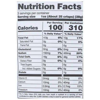 Snacklins - Plant Crisps Chesapeake Bay, 3oz - nutrition facts