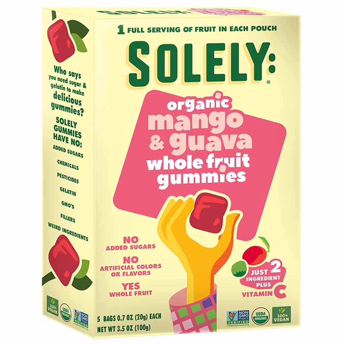  Solely - Organic Whole Fruit Gummies - Mango & Guava, 3.5oz 