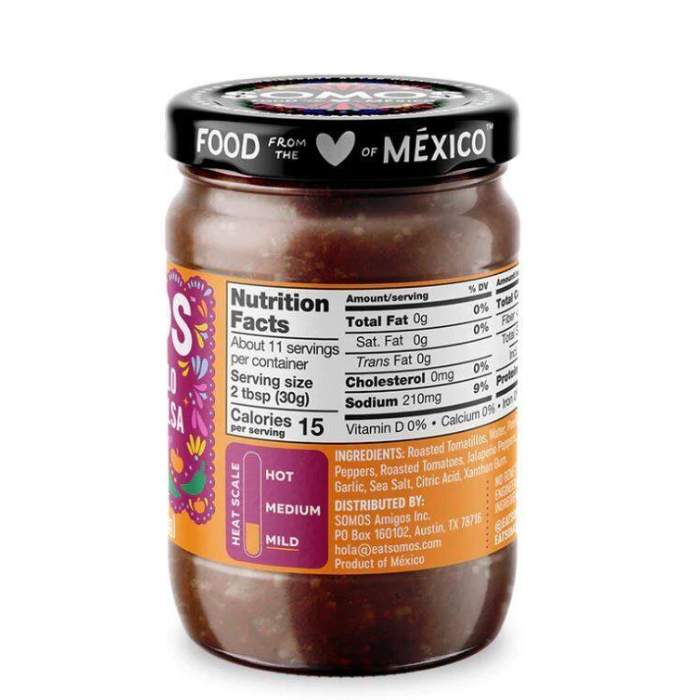 Somos - Mexican Roasted Tomatillo Pasilla Pepper (Mild) Salsas, 12oz - back