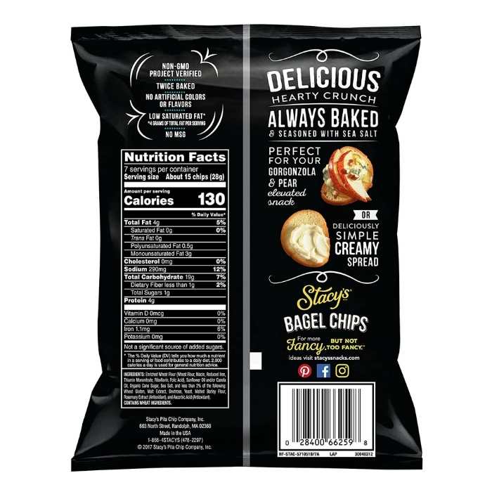 Stacy's - Bagel Chips Simply Naked, 7oz - back