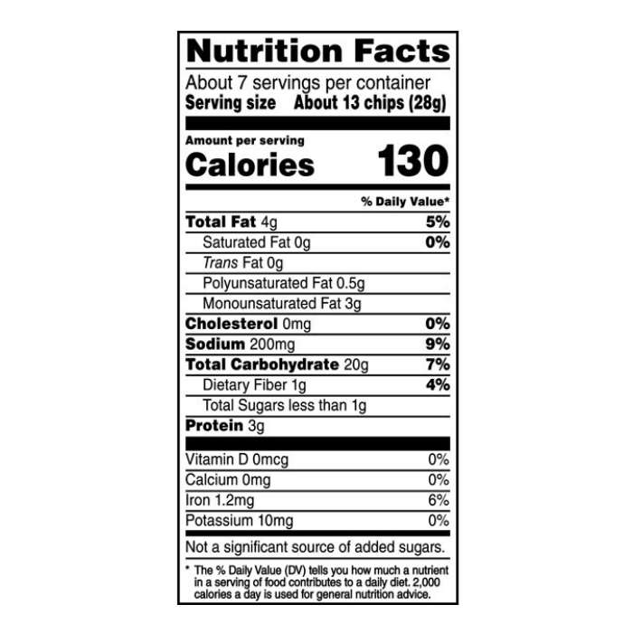 Stacy's - Sea Salt Pita Thins, 6.75oz - nutrition facts