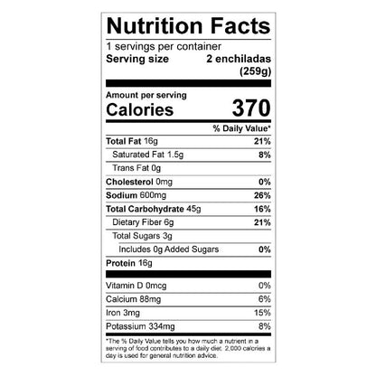 37427307504 - starlite cuisine enchiladas verdes nutrition