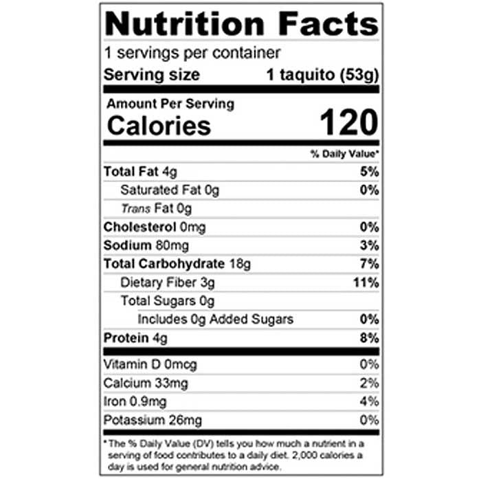 Starlite Cuisine - Corn Tortilla Taquitos Beef Style 14oz  - back