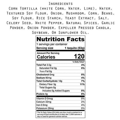 Starlite Cuisine - Corn Tortilla Taquitos Chick'n Style 14oz - back