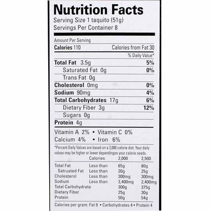 Starlite Cuisine - Corn Tortilla Taquitos Chorizo Black Bean 14oz - back