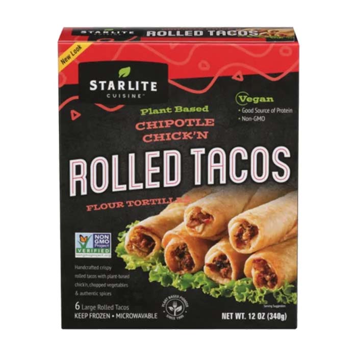 Starlite Cuisine - Plant-Based Rolled Tacos - Chipotle Chick'n, 12oz
