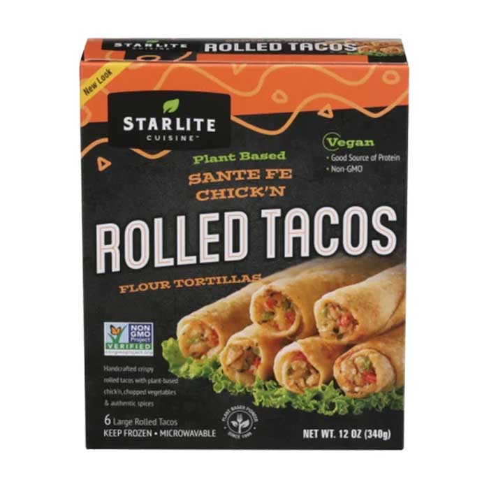 Starlite Cuisine - Plant-Based Rolled Tacos - Sante Fe Chick'n, 12oz