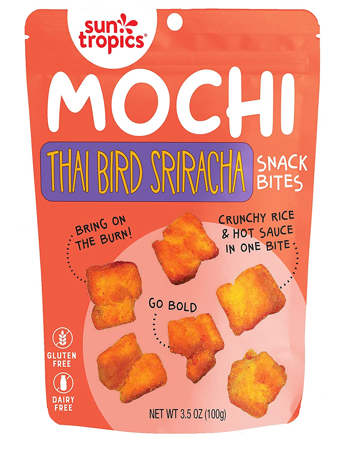 Sun Tropics Mochi Snack Bites Thai Bird Sriracha -- 3.5 Oz
 | Pack of 12 - PlantX US