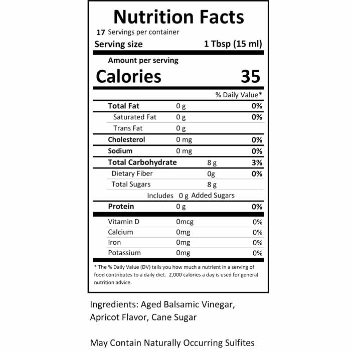 Sutter Buttes - Balsamic Vinegars - Apricot, 8.5 fl oz - back