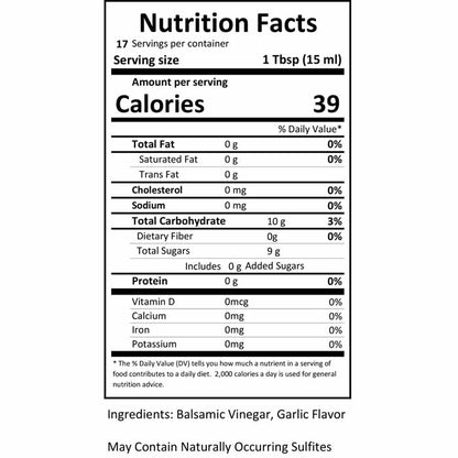 Sutter Buttes - Balsamic Vinegars - Garlic, 8.5 fl oz - back